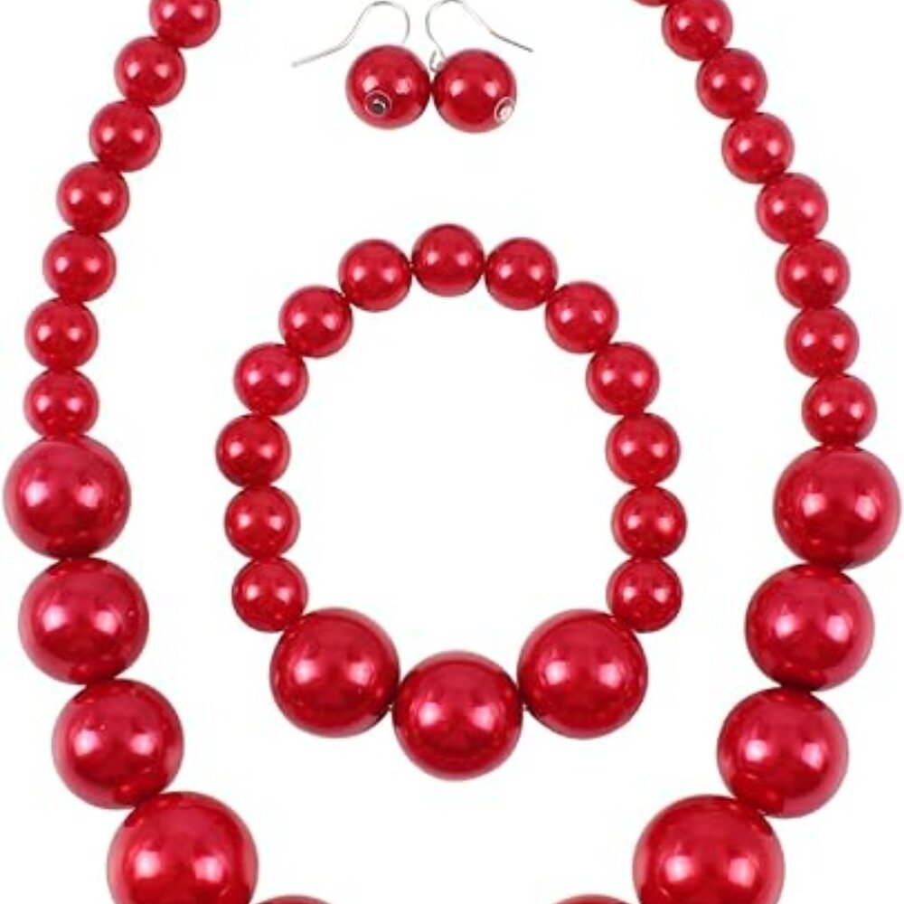 Red Necklace and Earrings